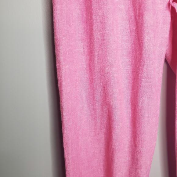J.Crew Factory Linen-Cotton Drawstring Pant Pink Linen Cotton Blend Women's 8 - Picture 2 of 15